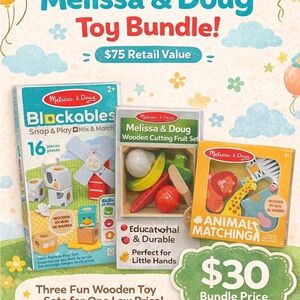 Melissa & Doug Wooden Toy Bundle - Blue, Green, Yellow